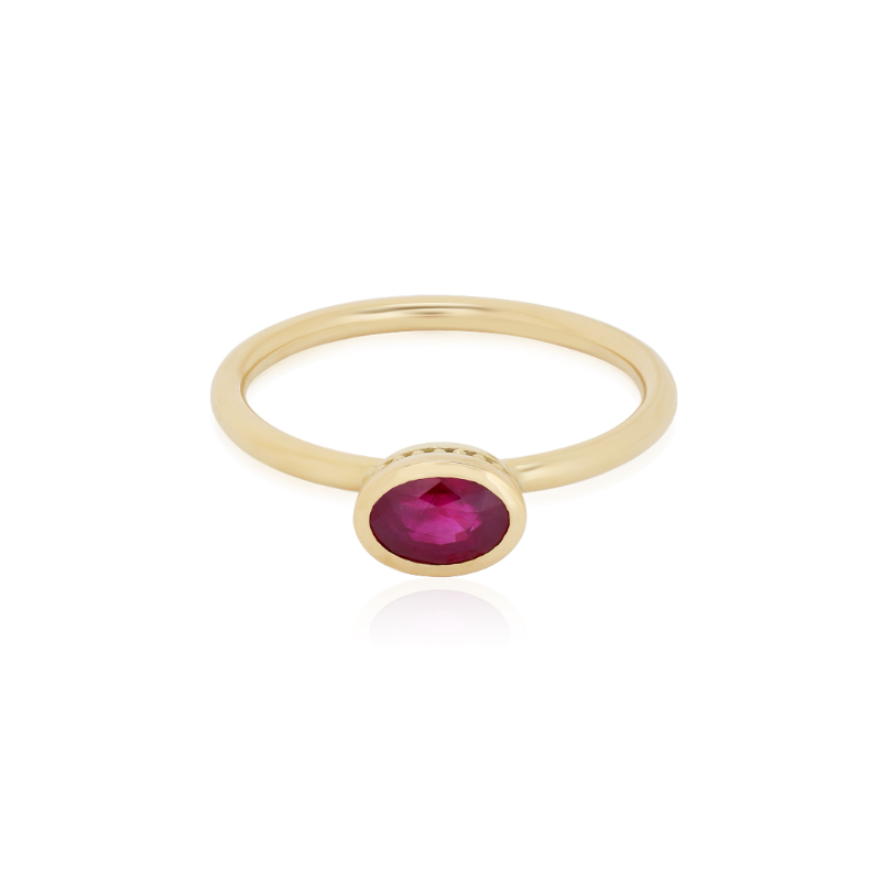 18K Yellow Gold Ruby Ring