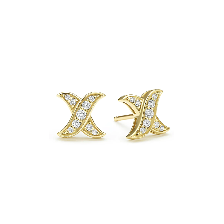 LAGOS 18K Yellow Gold Embrace Diamond "X" Stud Earrings