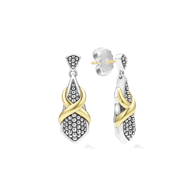 LAGOS 18K Yellow Gold and Sterling Silver Embrace "X" Drop Earrings
