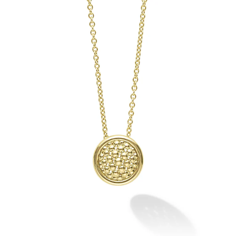 LAGOS 18K Yellow Gold Meridian Caviar Circle Pendant Necklace - 07-10232-ML