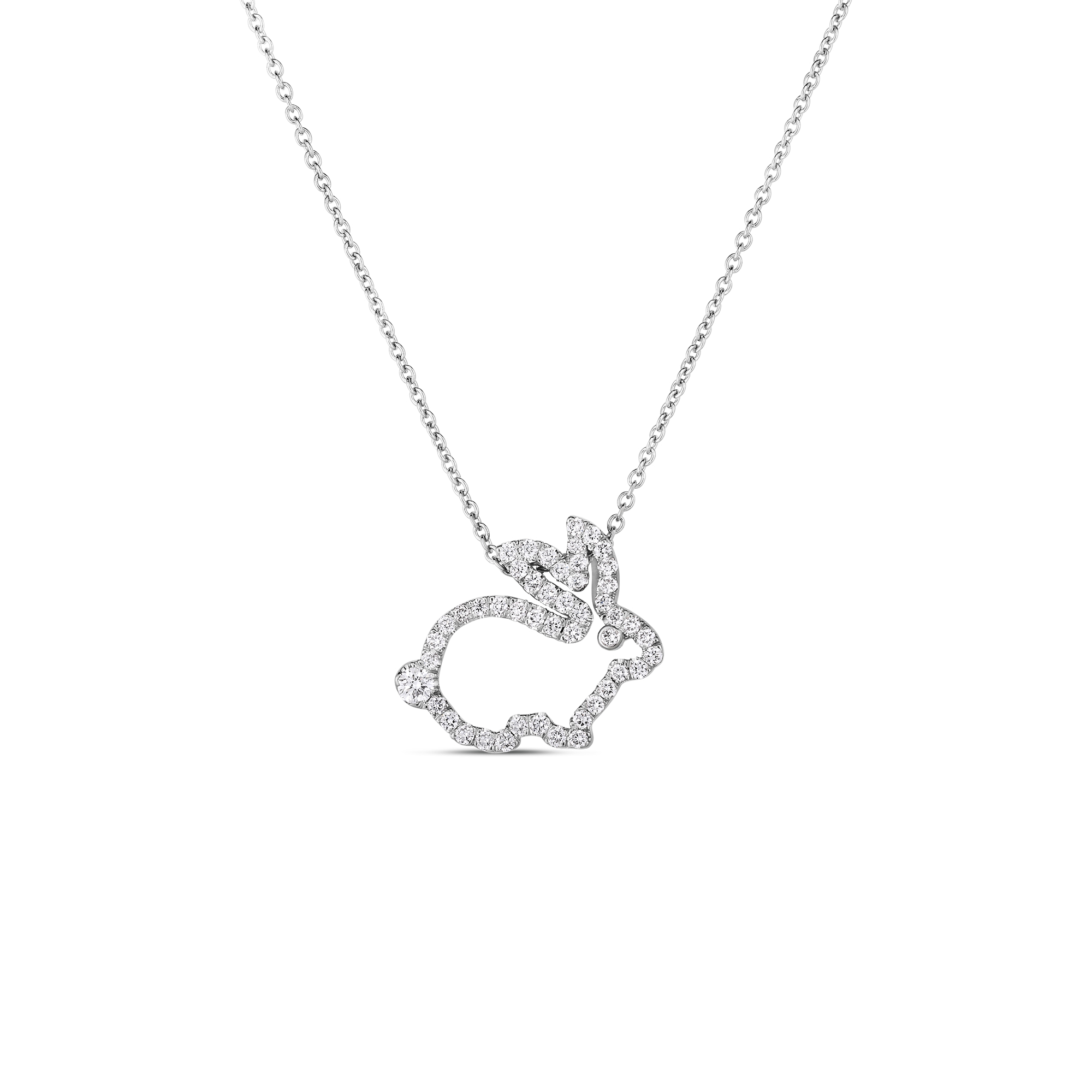 Roberto Coin 18K White Gold Tiny Treasures Diamond Rabbit Necklace