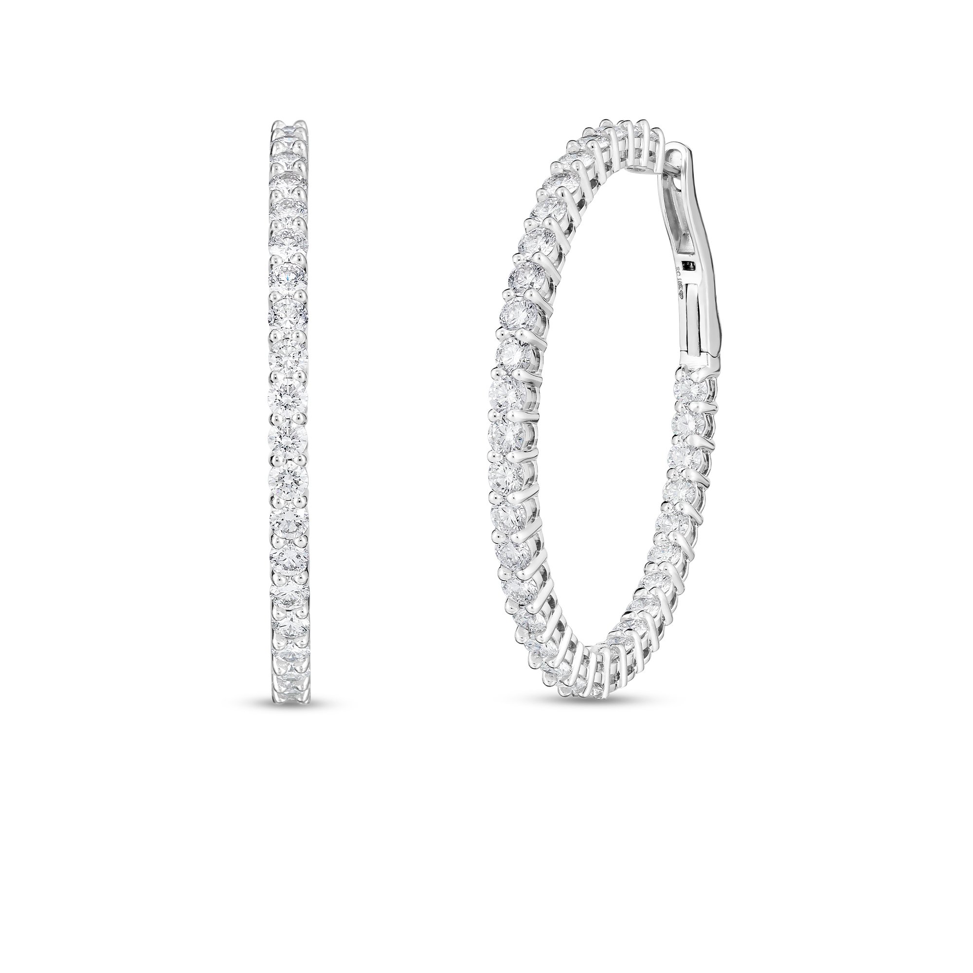 Roberto Coin 18 Karat White Gold Diamond Hoop Earrings