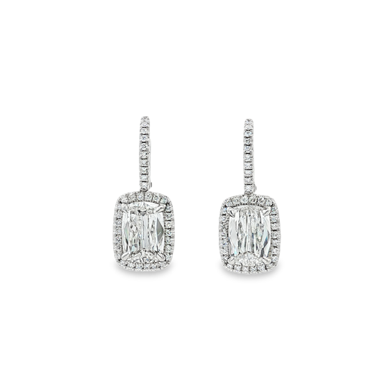 Henri Daussi 18K White Gold Diamond Halo Drop Earrings - FCD1-46