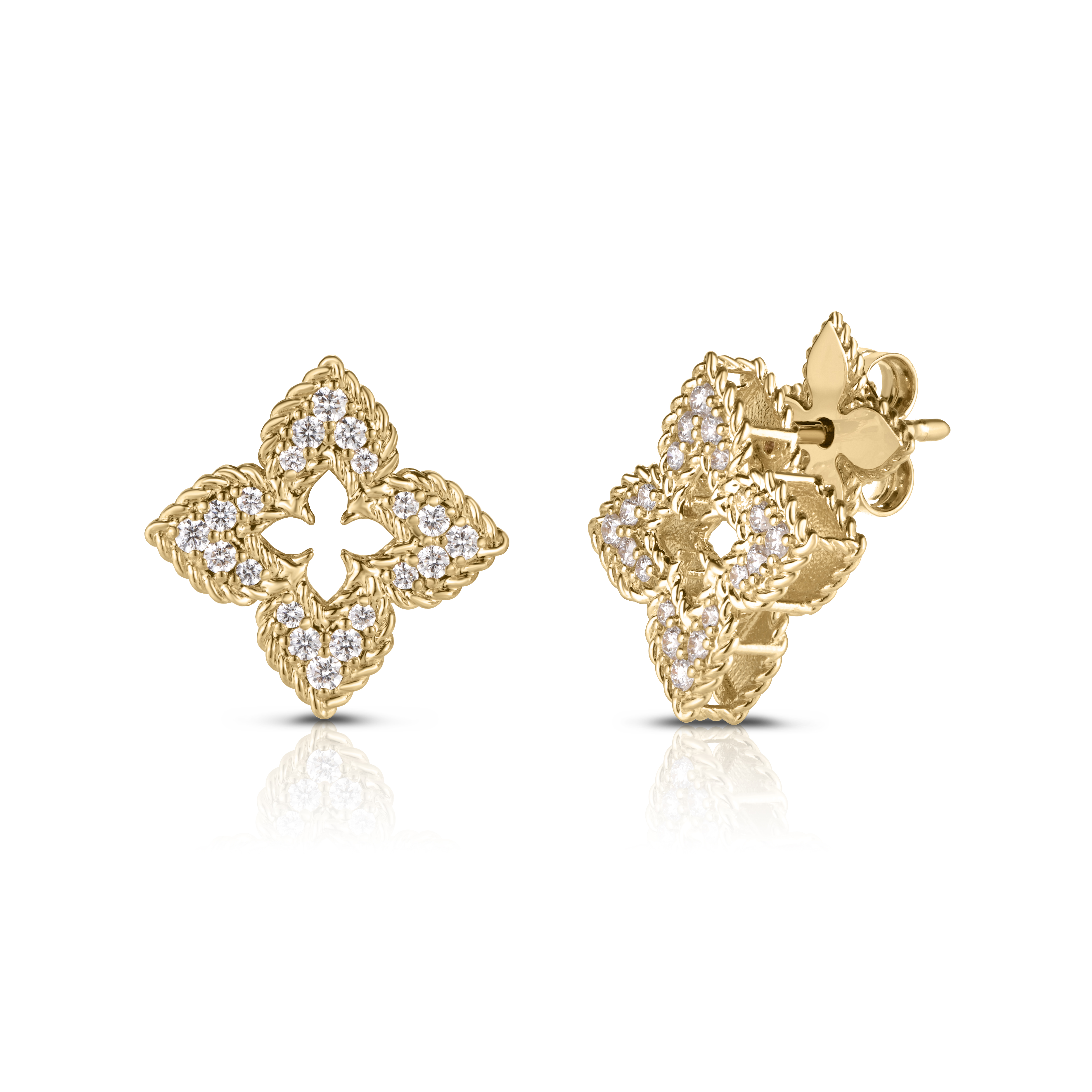 Roberto Coin 18K Yellow Gold Venetian Princess Diamond Flower Earrings
