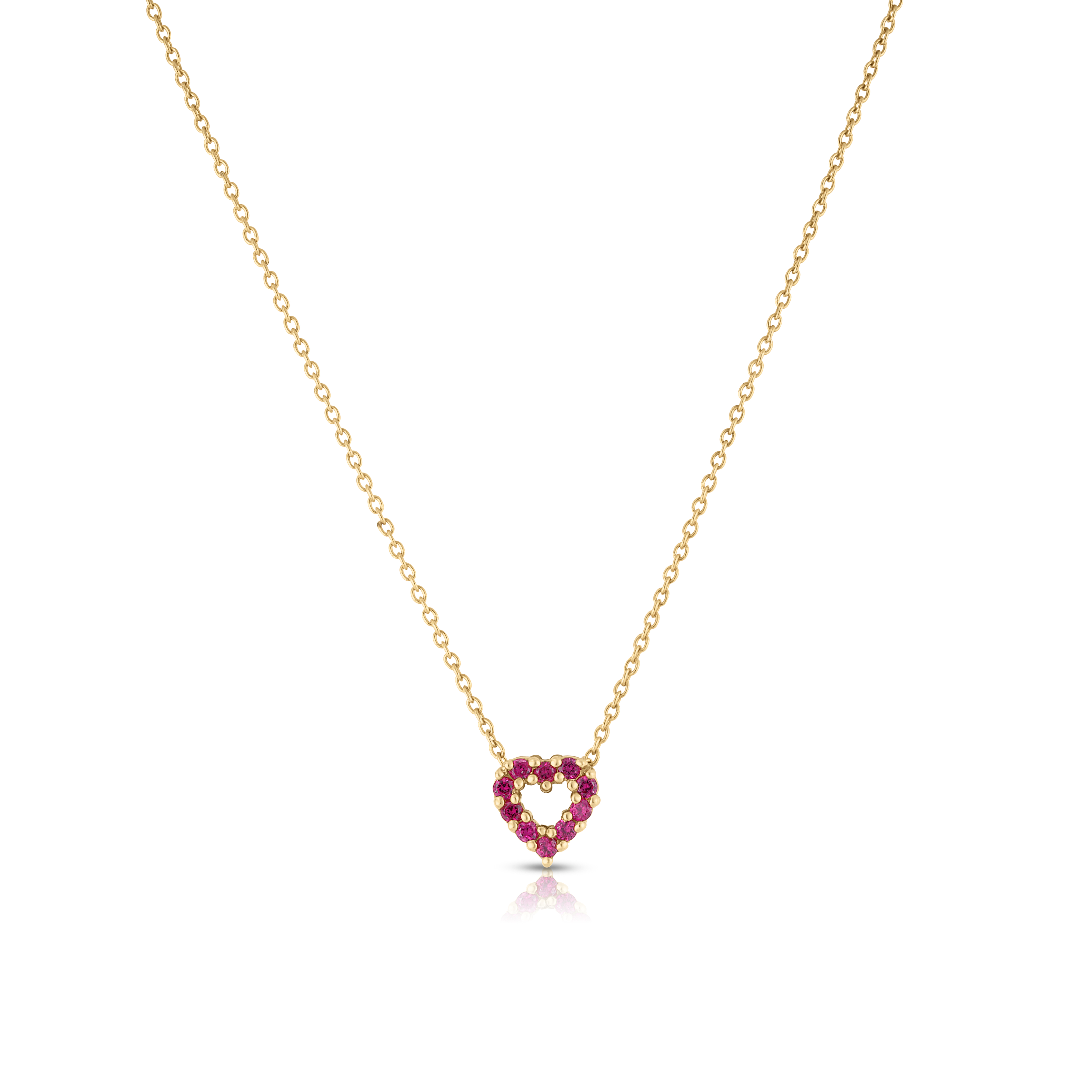 18K YELLOW GOLD TINY TREASURES DIAMOND AND RUBY REVERSIBLE HEART NECKLACE