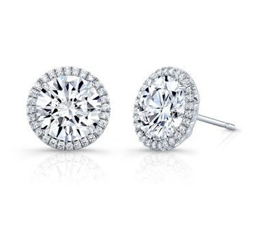 Rahaminov 18K White Gold Diamond Halo Earrings itemprop=