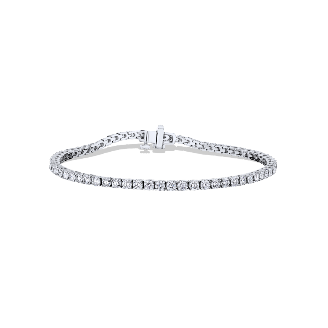 18K White Gold and Diamond Straight Line Tennis Bracelet