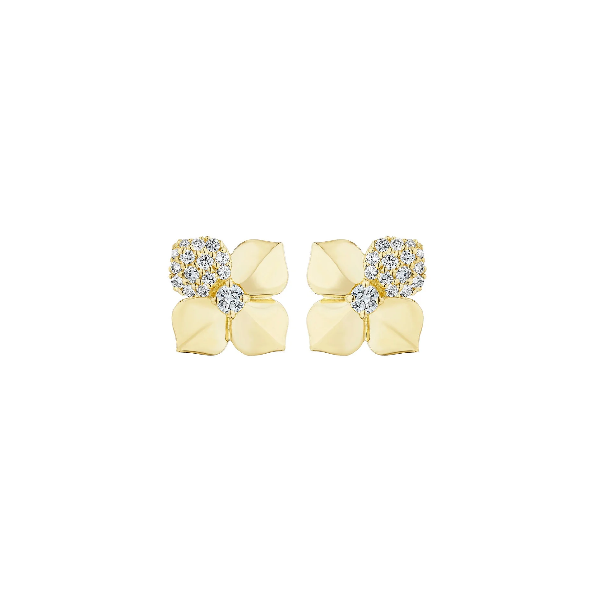 Penny Preville 18K Yellow Gold Diamond Flower Stud Earrings