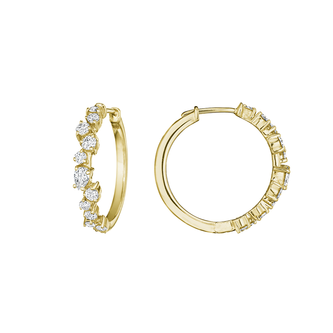 Penny Preville 18K Yellow Gold Stardust Diamodn Cluster Hoop Earrings