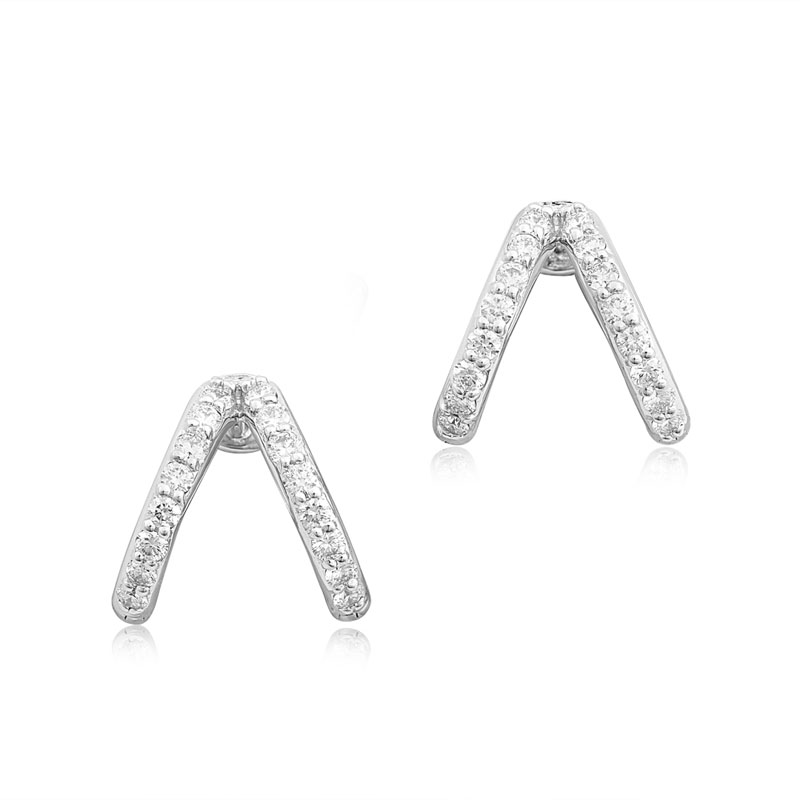Penny Preville 18K White Gold Classic Split Ear Cuffs With Round Diamonds