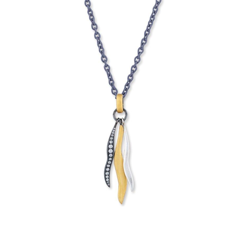 Lika Behar 24K Yellow Gold and Oxidized Sterling Silver Yin and Yang Diamond 