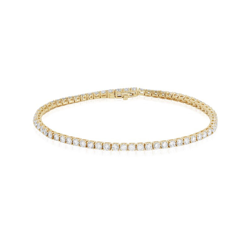 18K Yellow Gold Diamond Straight Line Tennis Bracelet