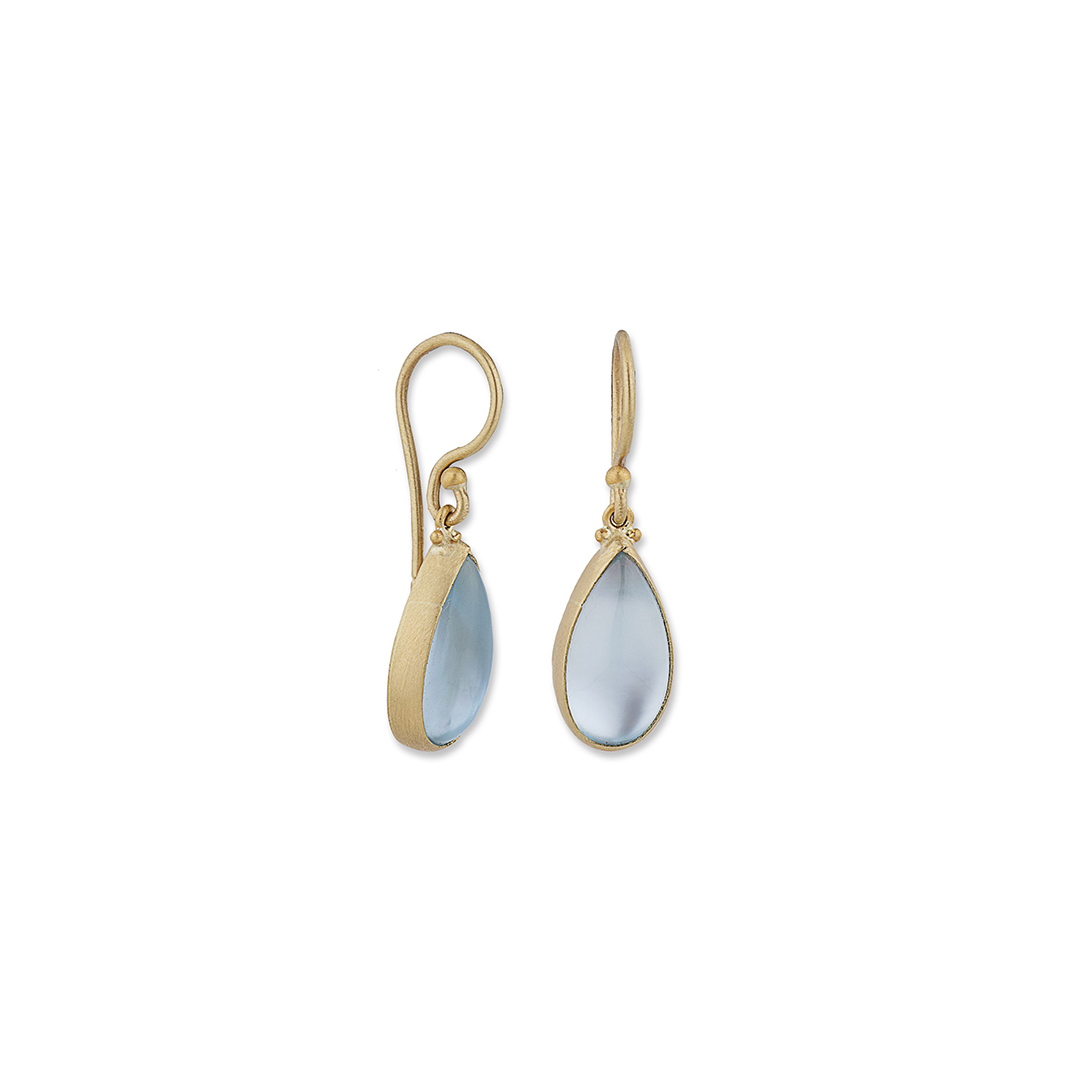 Lika Behar 22K Yellow Gold Pompei Blue Topaz and Mother of Pearl Doublet Earrings