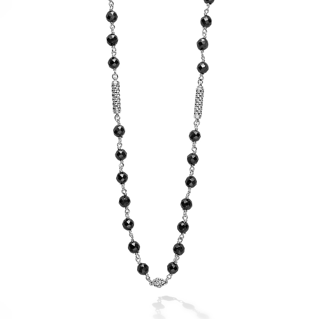 LAGOS Sterling Silver and Black Ceramic Caviar Icon Beaded Necklace
