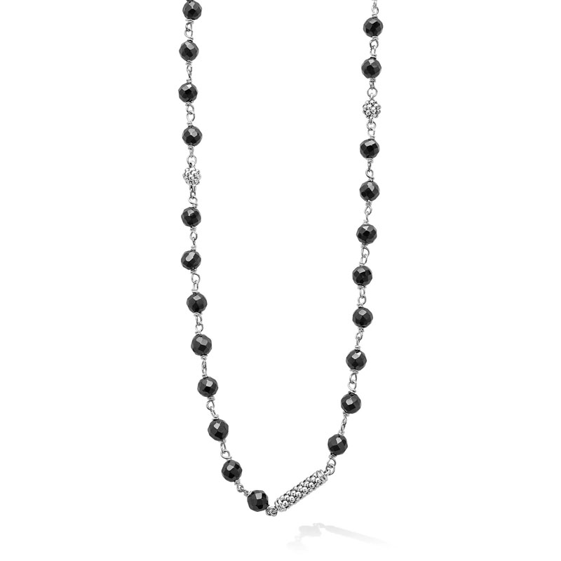 LAGOS Sterling Silver and Black Ceramic Caviar Icon Beaded Necklace