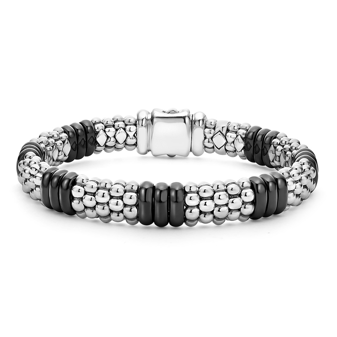 LAGOS Sterling Silver and Black Ceramic Black Caviar Beaded Bracelet