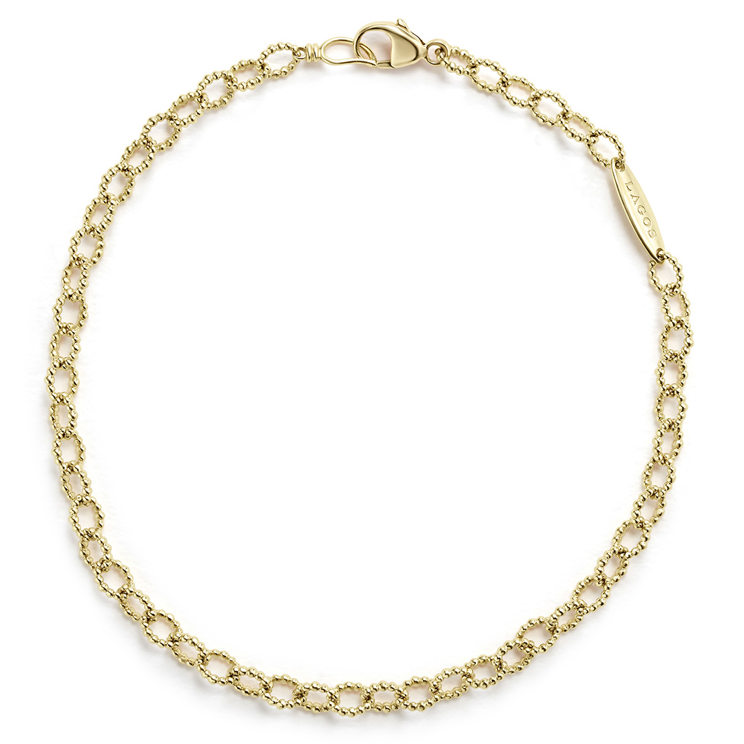 LAGOS 18K Yellow Gold Signature Caviar Link Bracelet
