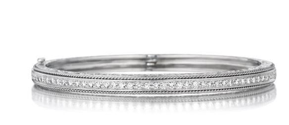 Penny Preville 18K White Gold Round Diamond Bracelet With Rope Detail