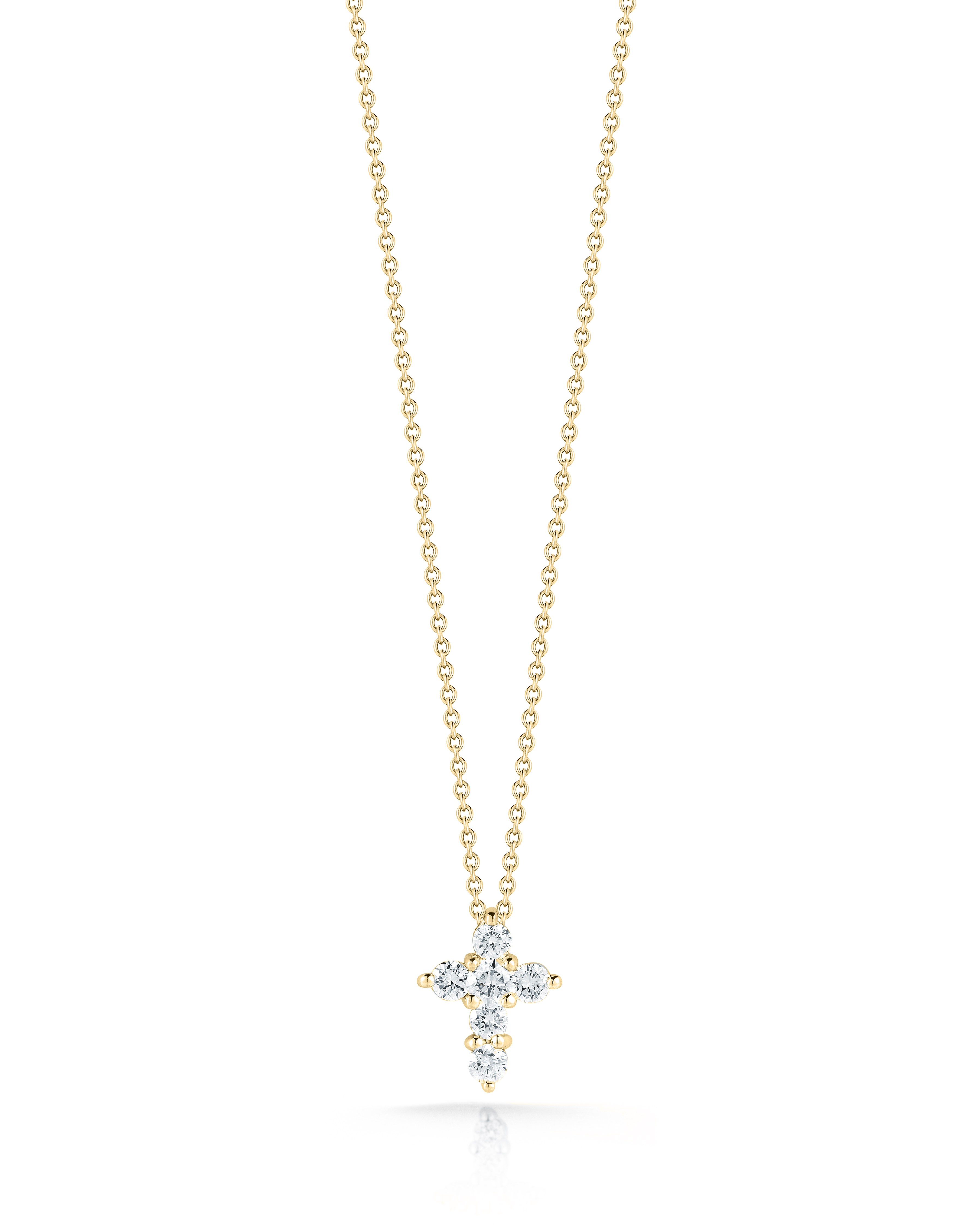 18K Yellow Gold Baby Cross Diamond Pendant Necklace