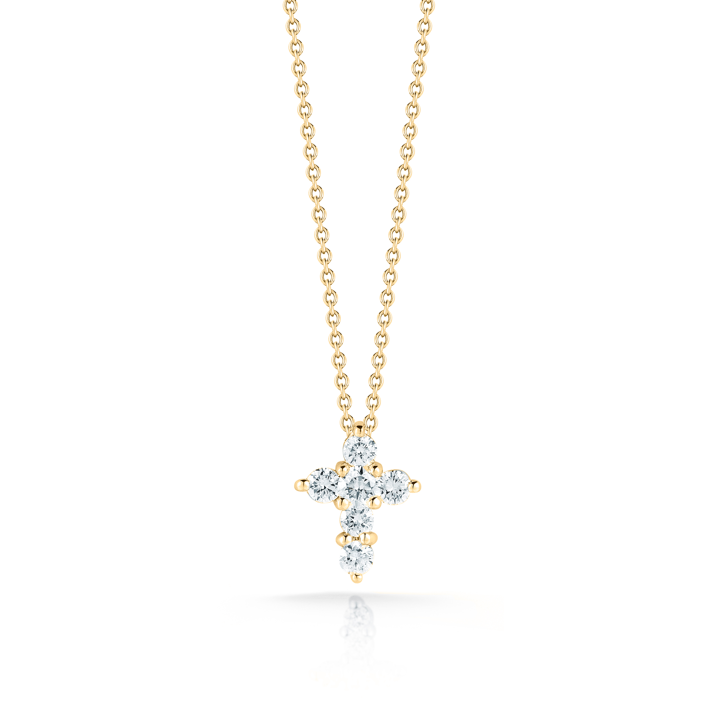 Roberto Coin 18K Yellow Gold Tiny Treasures Mini Diamond Cross Pendant Necklace