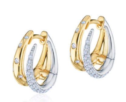 Kwiat 18K White and Yellow Gold Diamond Nestled Hoop Earrings