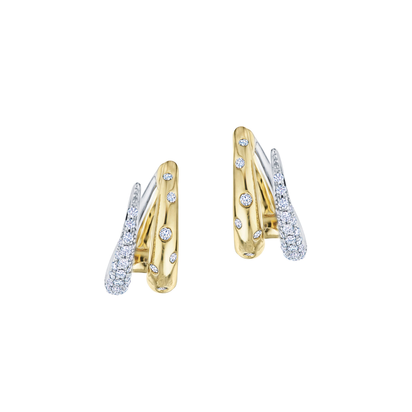 Kwiat 18K White and Yellow Gold Diamond Nestled Hoop Earrings