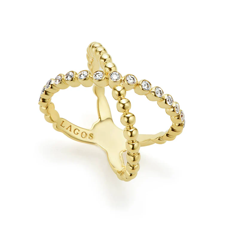 LAGOS 18K Yellow Gold Caviar Gold Signature 