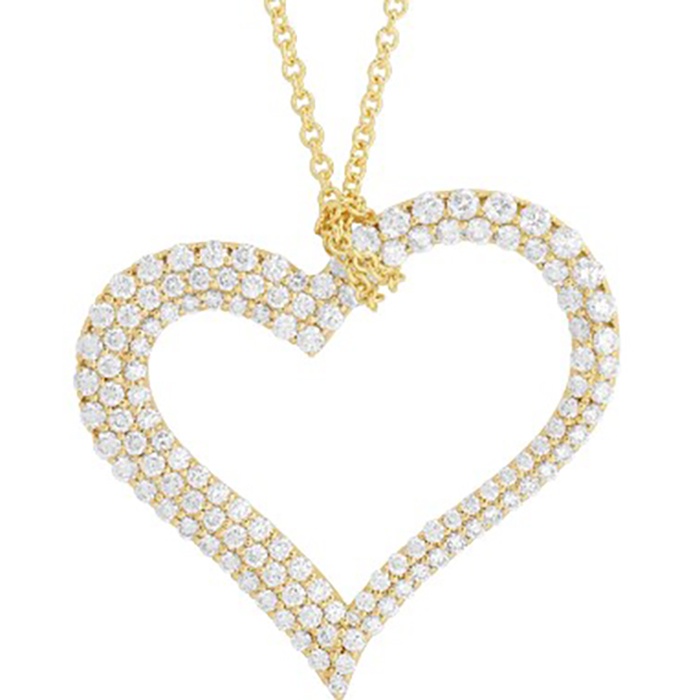 18K Yellow Gold Diamond Heart Necklace