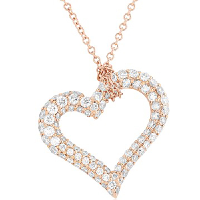 18K Rose Gold Diamond Heart Necklace
