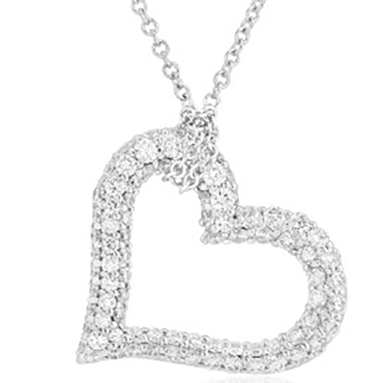 18K White Gold Diamond Heart Necklace
