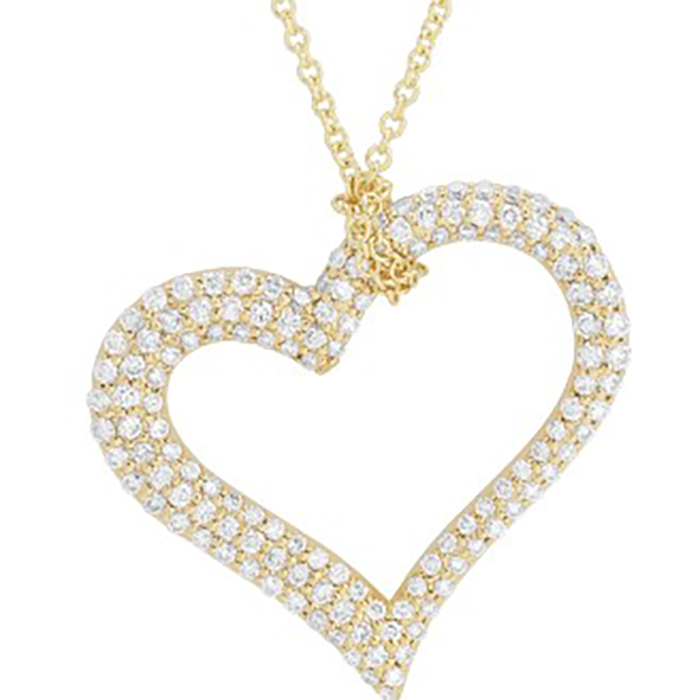 18K Yellow Gold Diamond Heart Necklace