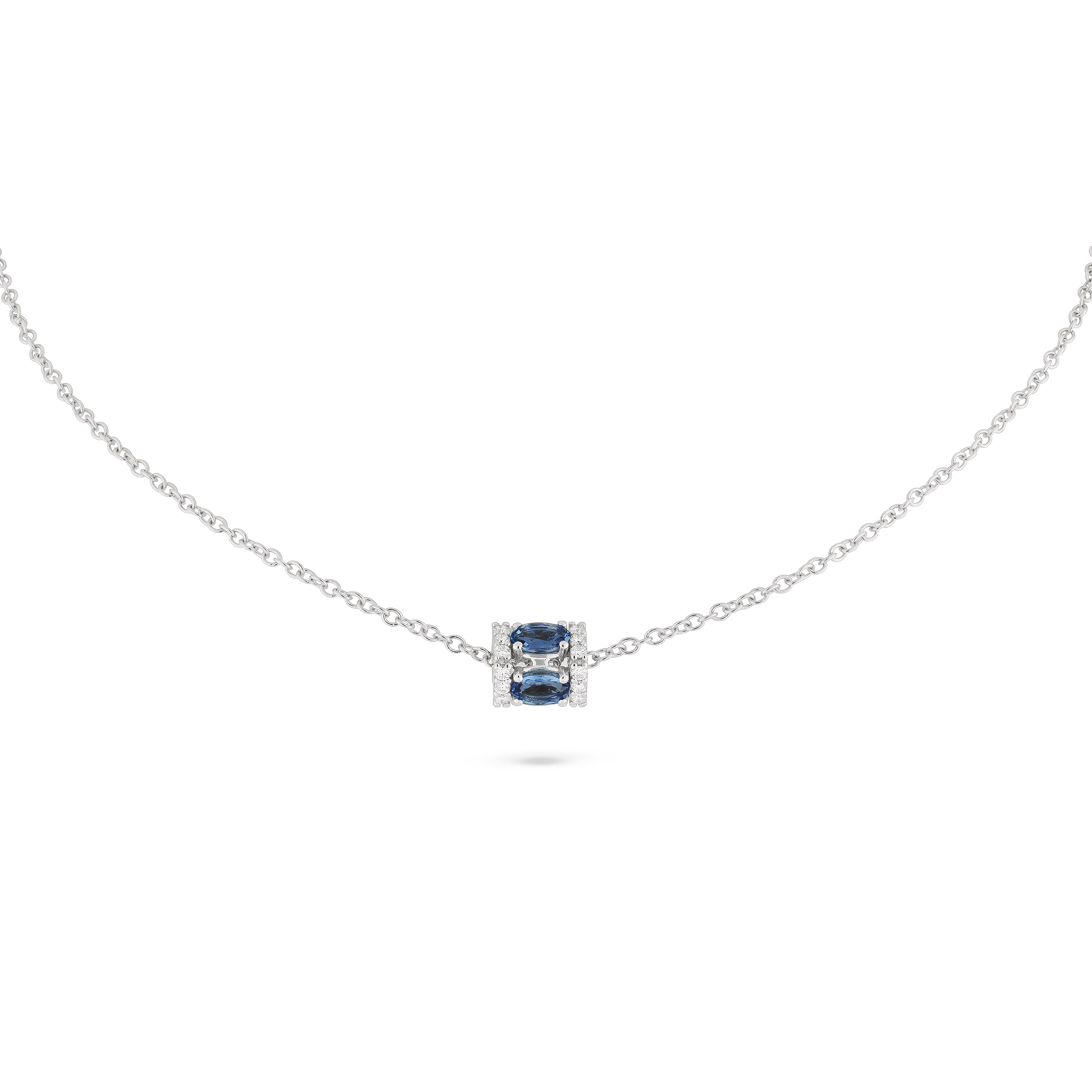 Miseno 18K White Gold Blue Sapphire and Diamond Necklace - MC479OBDB-ZB