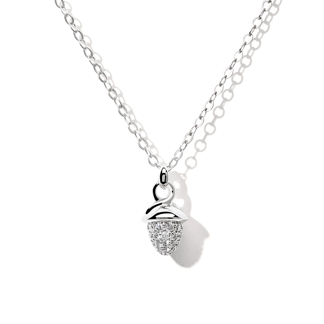 Tamara Comolli 18K White Gold and Diamond Mikado Acorn Pendant Necklace