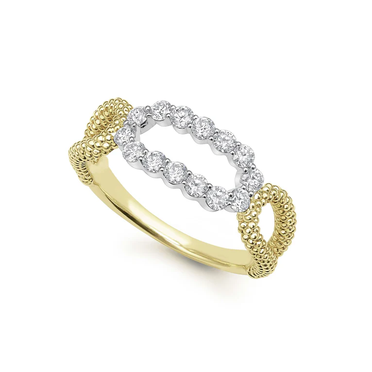 LAGOS 18K Yellow and White Gold Signature Caviar Diamond Loop Ring - 02-10320-DD7