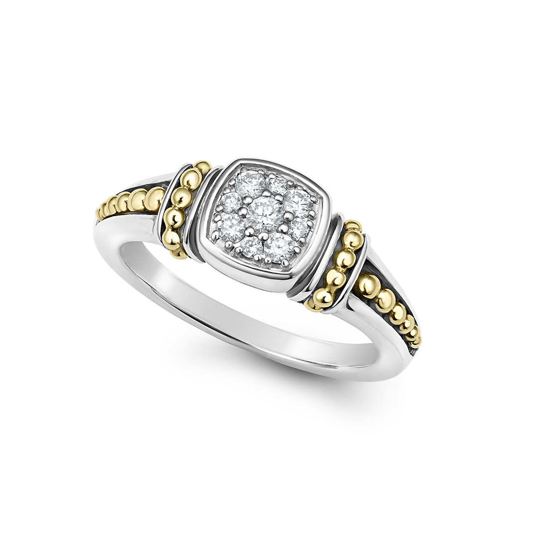 LAGOS Sterling Silver and 18K Yellow Gold Rittenhouse Diamond Ring