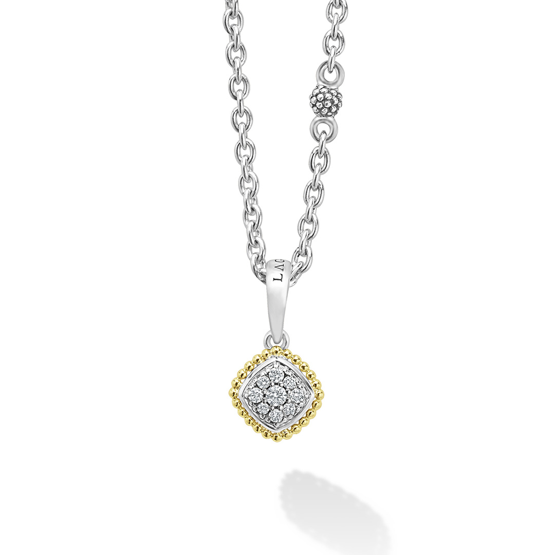 LAGOS Sterling Silver and 18K Yellow Gold Rittenhouse Diamond Pendant Necklace