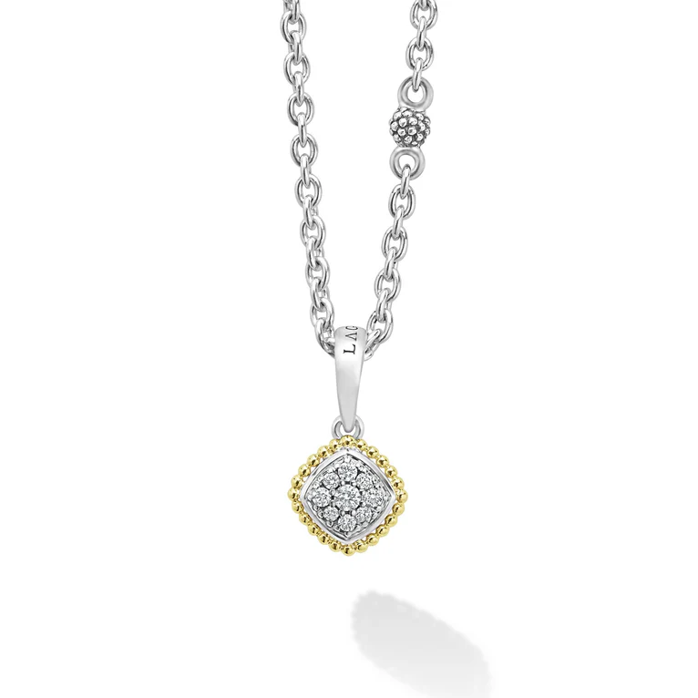 LAGOS Sterling Silver and 18K Yellow Gold Rittenhouse Diamond Pendant Necklace