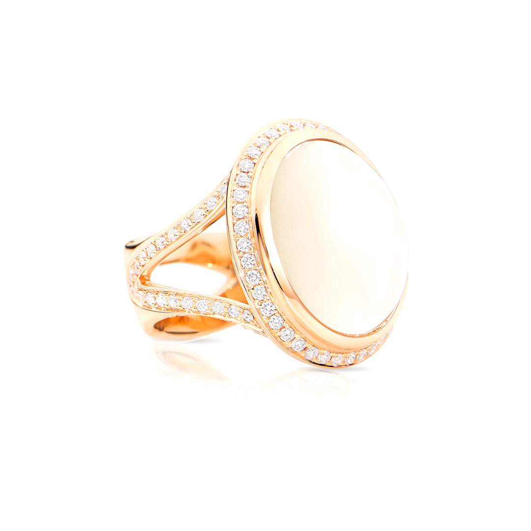 Tamara Comolli 18k Rose Gold Diamond and Moonstone Bouton Ring