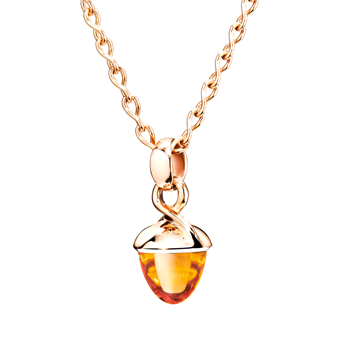 Tamara Comolli 18K Rose Gold and Citrine Mikado Acorn Pendant Necklace