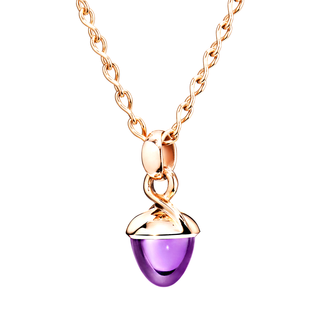 Tamara Comolli 18k Rose Gold and Amethyst Mikado Acorn Pendant Necklace