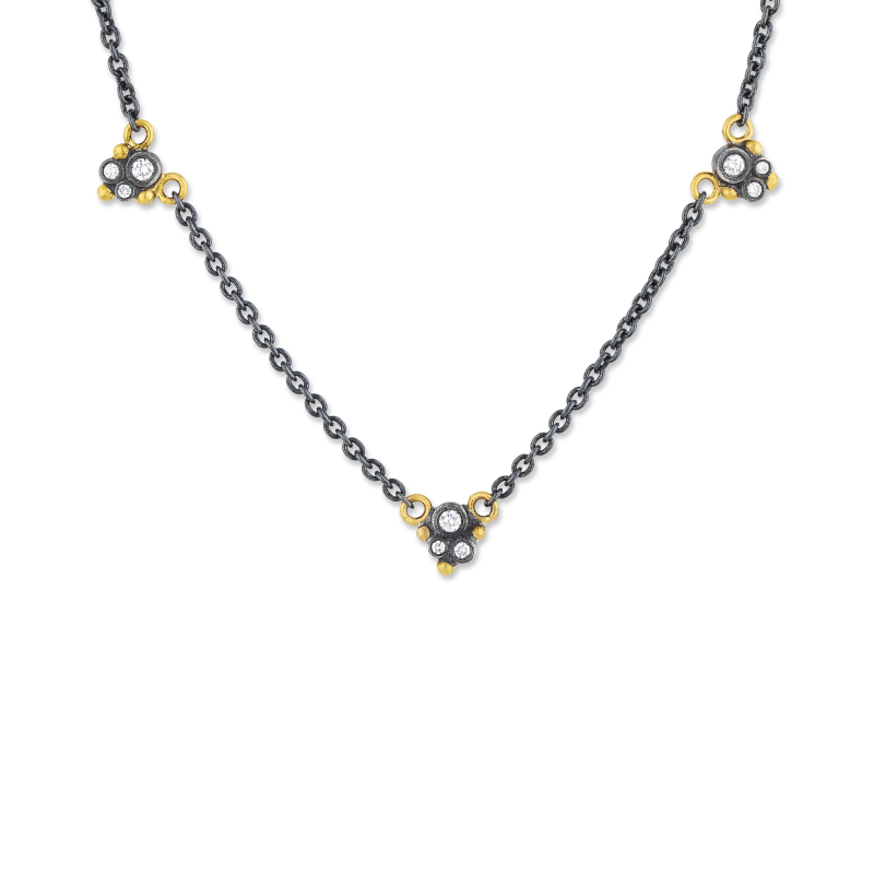 Lika Behar Oxidized Sterling Silver and 24K Yellow Gold Yin and Yang Diamond 