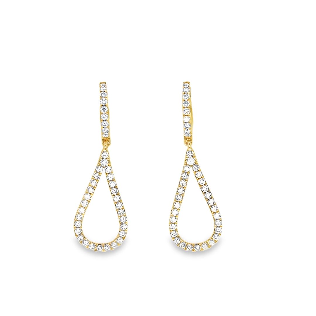 18K Yellow Gold Diamond Hanging Earrings