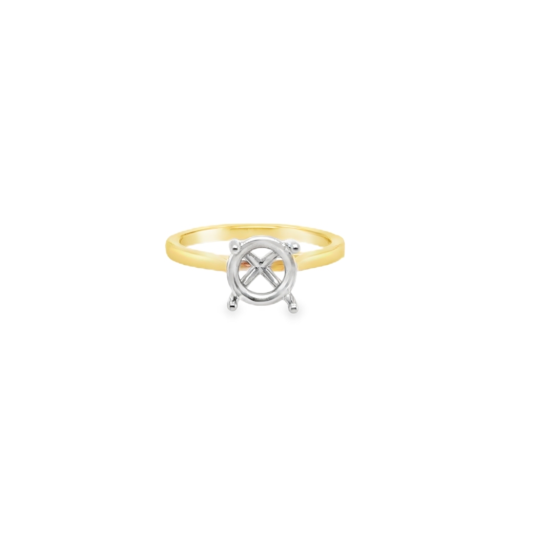 18K Yellow Gold and Platinum Solitaire Mounting