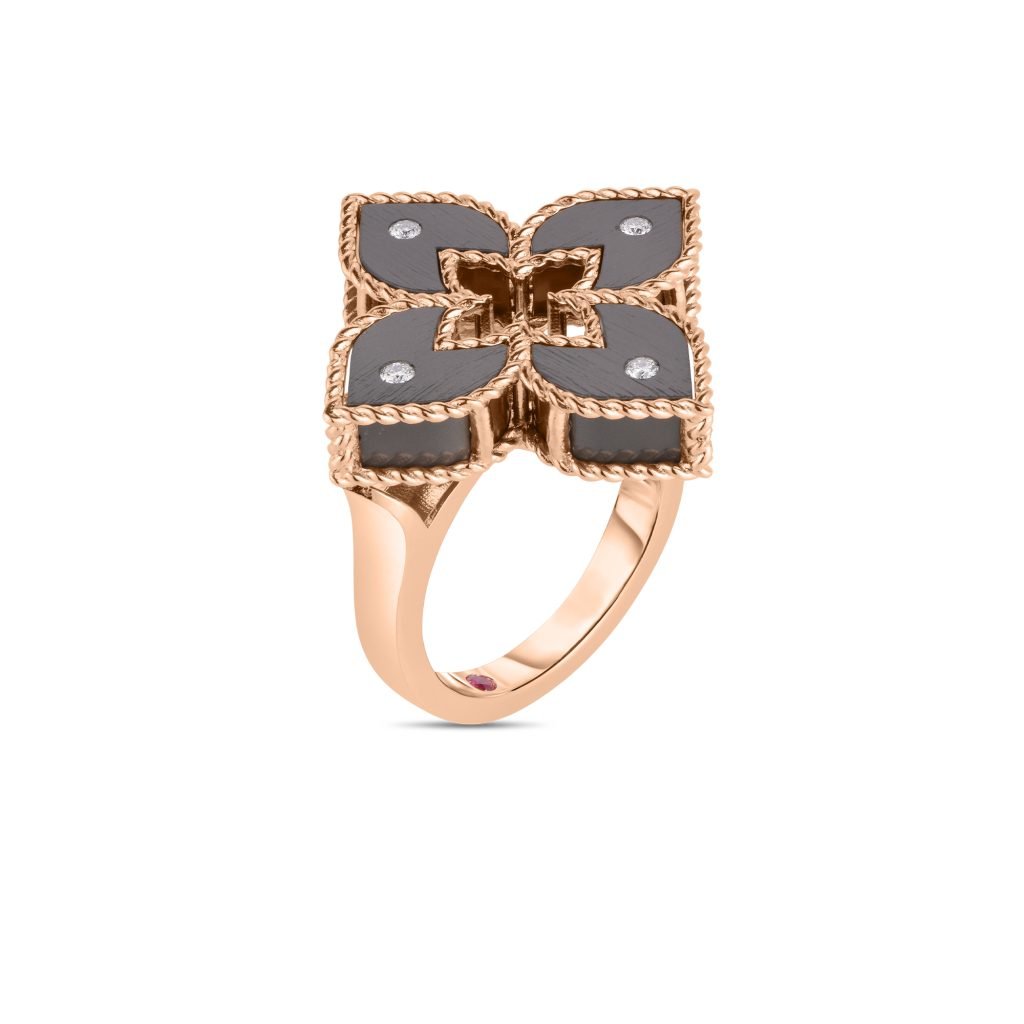 Roberto Coin 18K Rose Gold Diamond and Gray Titanium Ring