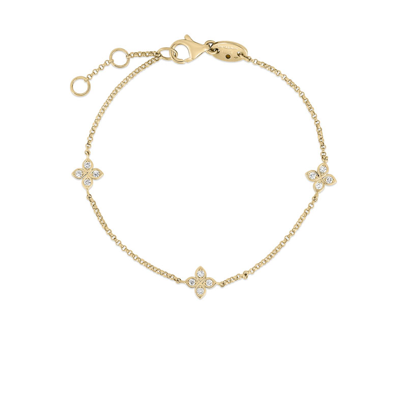 Roberto Coin 18K Yellow Gold Venetian Princess Diamond Flower Bracelet