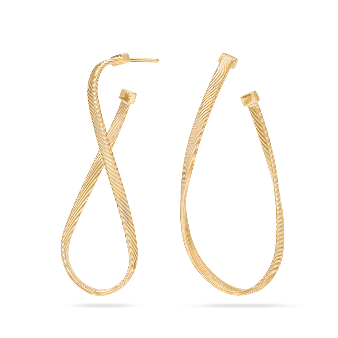Marco Bicego 18K Yellow Gold Twisted Irregular Hoop Earrings