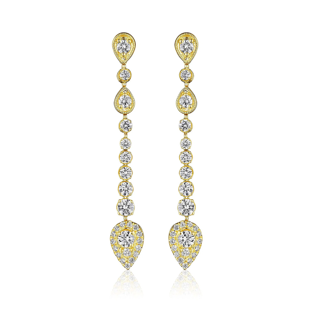 Penny Preville 18K Yellow Gold Wave Diamond Drop Earrings