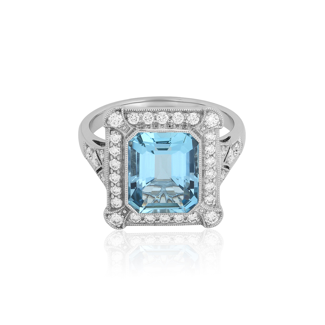 Kwiat Platinum Aqua Halo Ring