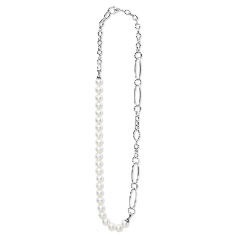 LAGOS Sterling Silver Luna Pearl Link Necklace