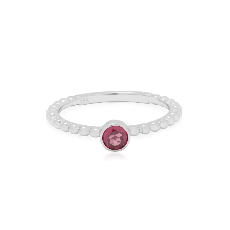 18K White Gold Garnet Stack Ring